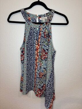 Monteau Blue Multi Floral Halter Camisole